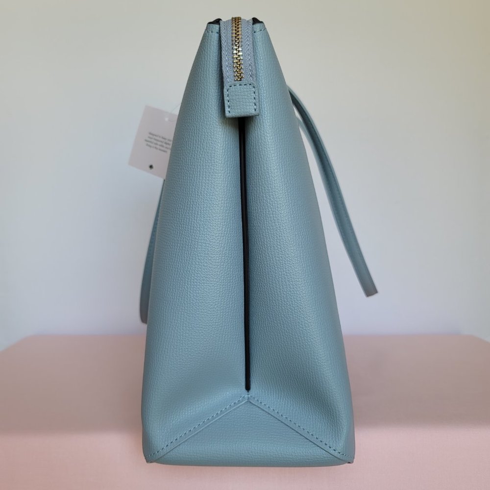 KATE SPADE All Day Crossgrain Leather Top-zip Large Tote- Ocean Beach color 🎈⭐ - Picture 8 of 16